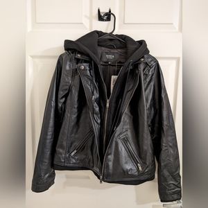 Torrid NWT faux leather moto jacket with hoodie